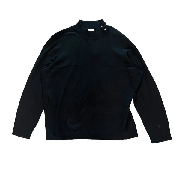 NWT Liz Claiborne Women’s‎ 3X Black Cotton Cashmere Mock Neck Sweater - Picture 2 of 6